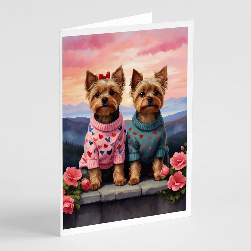 Yorkshire Terrier Two Hearts Greeting Cards Pack of 8