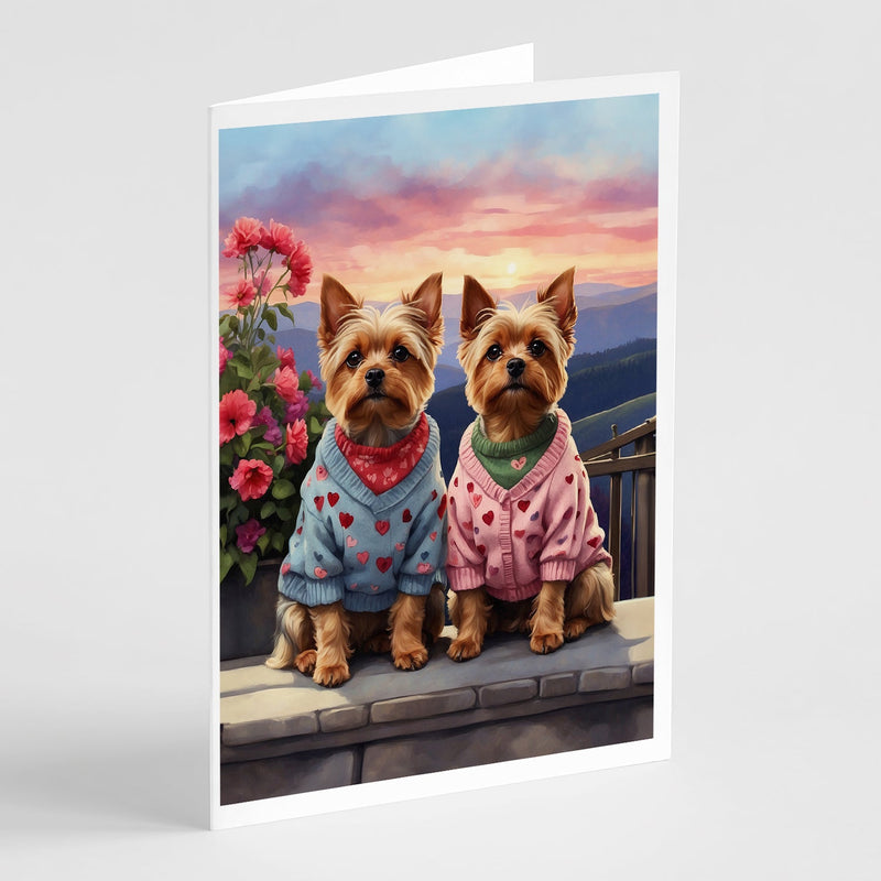 Yorkshire Terrier Two Hearts Greeting Cards Pack of 8