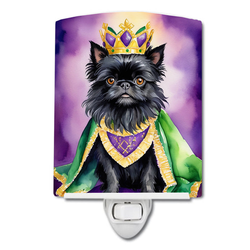 Affenpinscher King of Mardi Gras Ceramic Night Light