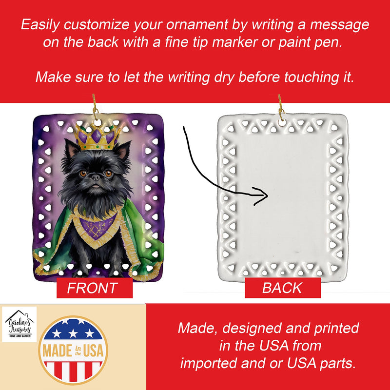 Affenpinscher King of Mardi Gras Porcelain Ornament