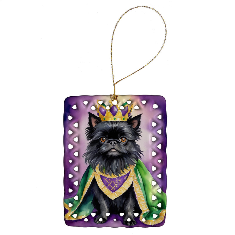 Affenpinscher King of Mardi Gras Porcelain Ornament