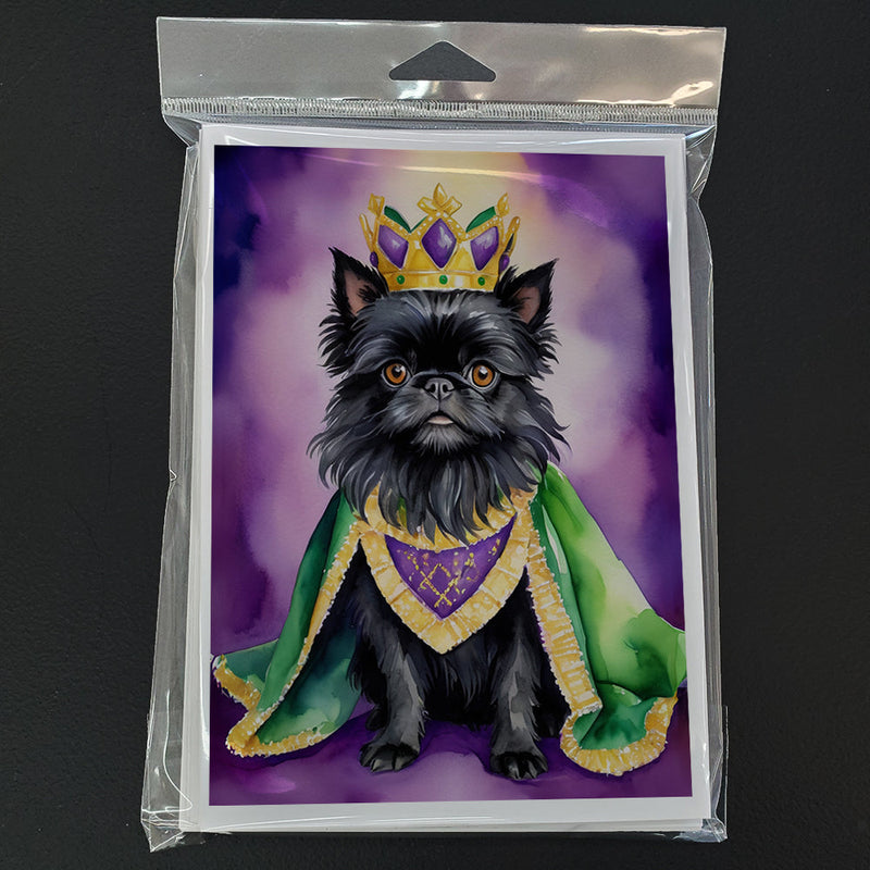 Affenpinscher King of Mardi Gras Greeting Cards Pack of 8