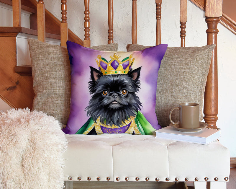 Affenpinscher King of Mardi Gras Throw Pillow - 14x14 Decorative Pillow – Art for Your Home & Patio