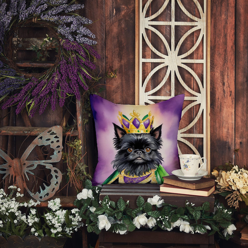 Affenpinscher King of Mardi Gras Throw Pillow - 14x14 Decorative Pillow – Art for Your Home & Patio