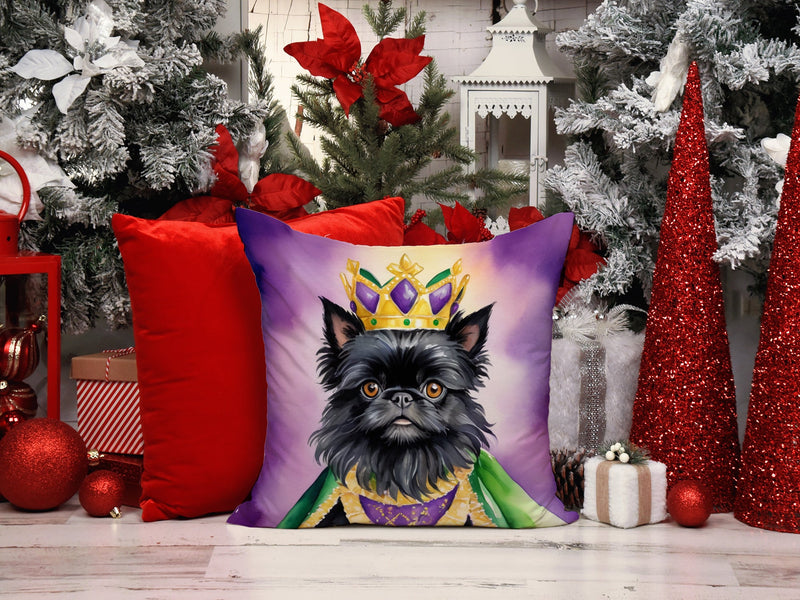 Affenpinscher King of Mardi Gras Throw Pillow - 14x14 Decorative Pillow – Art for Your Home & Patio