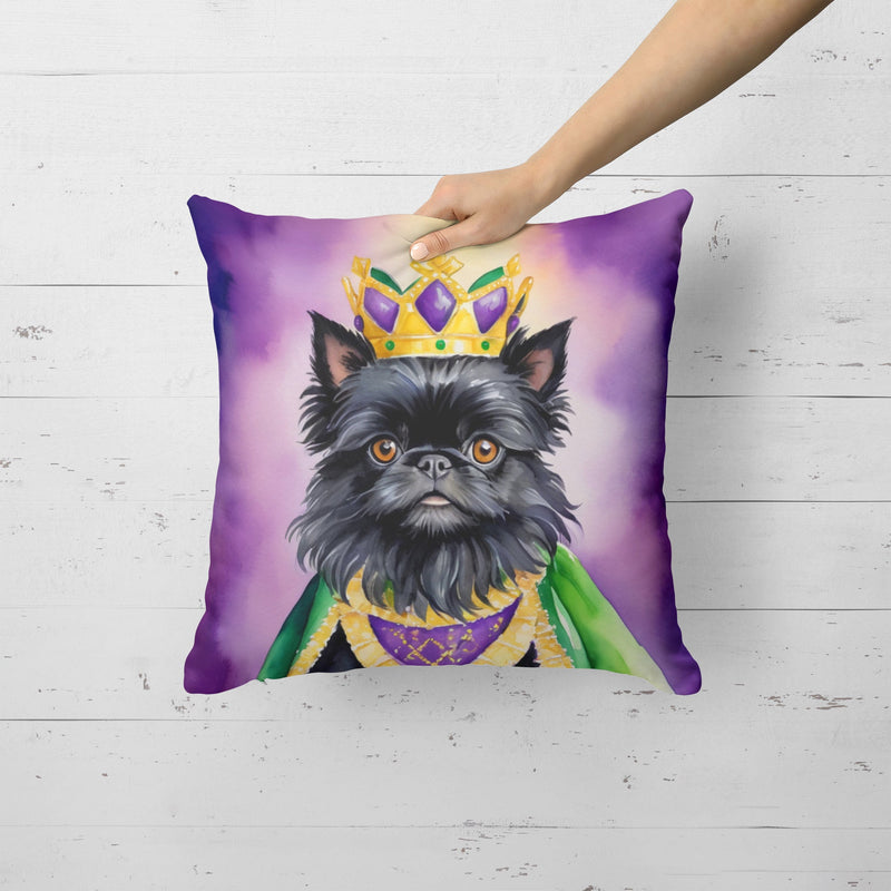 Affenpinscher King of Mardi Gras Throw Pillow