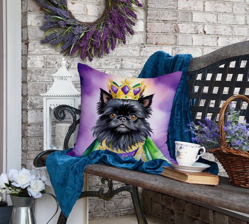 Affenpinscher King of Mardi Gras Throw Pillow