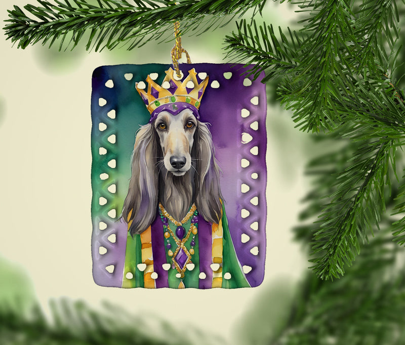 Afghan Hound King of Mardi Gras Porcelain Ornament
