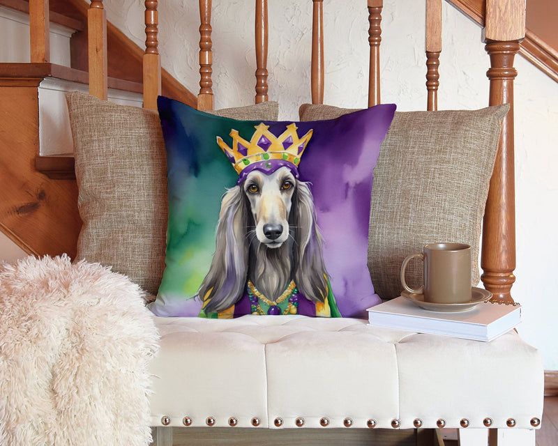 Afghan Hound King of Mardi Gras Throw Pillow - 14x14 Decorative Pillow – Art for Your Home & Patio