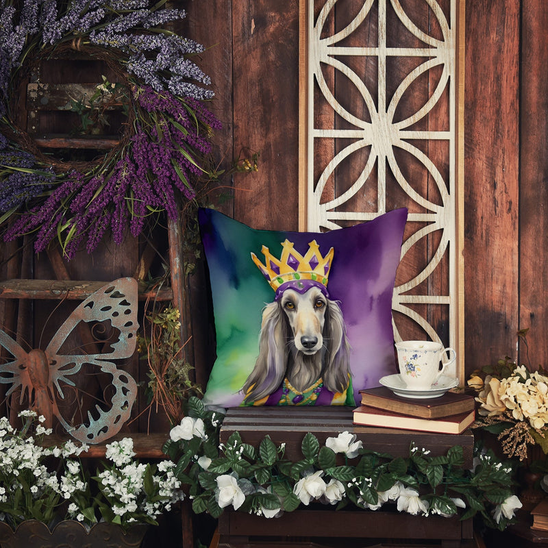 Afghan Hound King of Mardi Gras Throw Pillow - 14x14 Decorative Pillow – Art for Your Home & Patio