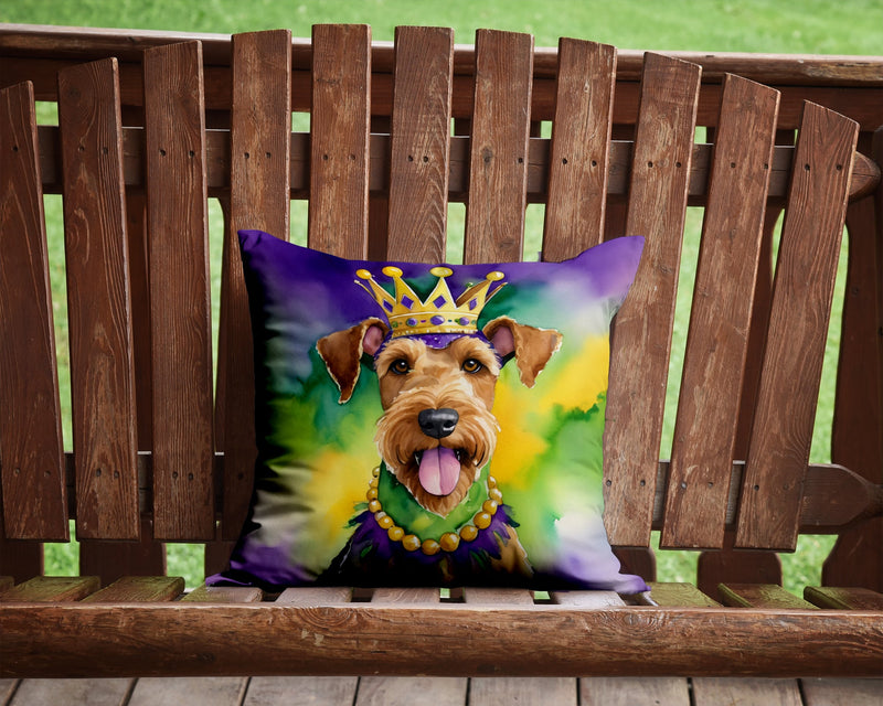 Airedale Terrier King of Mardi Gras Throw Pillow - 14x14 Decorative Pillow – Art for Your Home & Patio