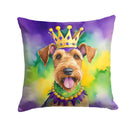 Airedale Terrier King of Mardi Gras Throw Pillow