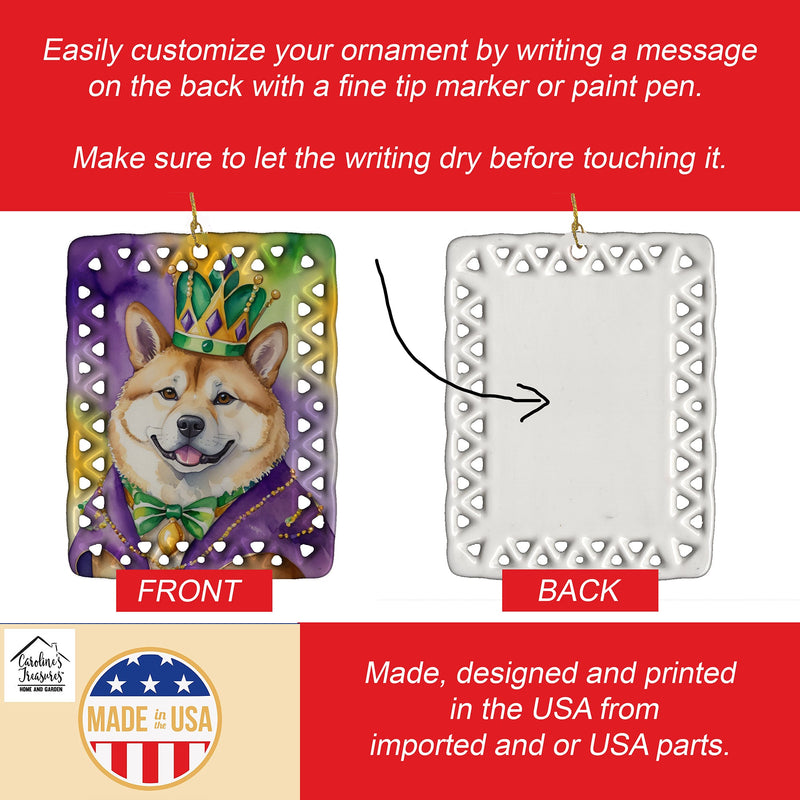 Akita King of Mardi Gras Porcelain Ornament