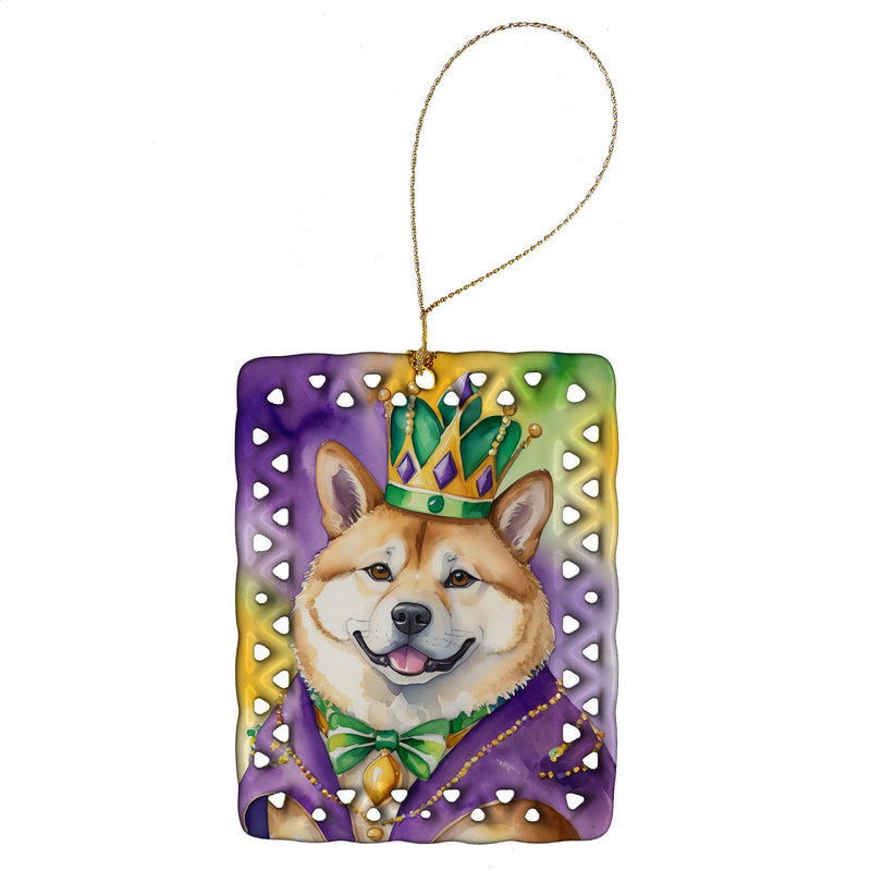 Akita King of Mardi Gras Porcelain Ornament
