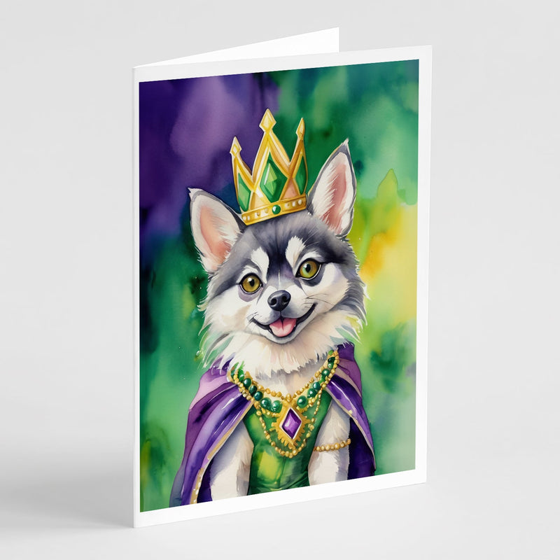 Alaskan Klee Kai King of Mardi Gras Greeting Cards Pack of 8