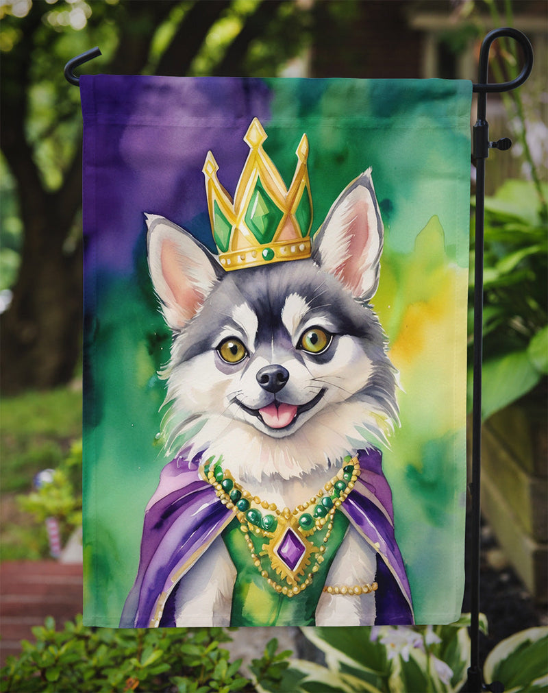 Alaskan Klee Kai King of Mardi Gras Garden Flag