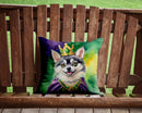 Alaskan Klee Kai King of Mardi Gras Throw Pillow - 14x14 Decorative Pillow – Art for Your Home & Patio