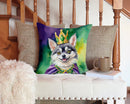 Alaskan Klee Kai King of Mardi Gras Throw Pillow - 14x14 Decorative Pillow – Art for Your Home & Patio