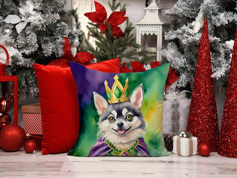 Alaskan Klee Kai King of Mardi Gras Throw Pillow - 14x14 Decorative Pillow – Art for Your Home & Patio