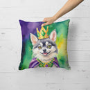 Alaskan Klee Kai King of Mardi Gras Throw Pillow