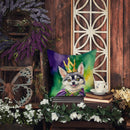 Alaskan Klee Kai King of Mardi Gras Throw Pillow