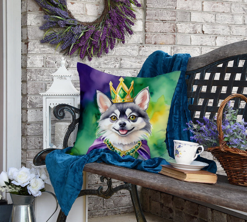 Alaskan Klee Kai King of Mardi Gras Throw Pillow