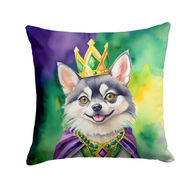 Alaskan Klee Kai King of Mardi Gras Throw Pillow