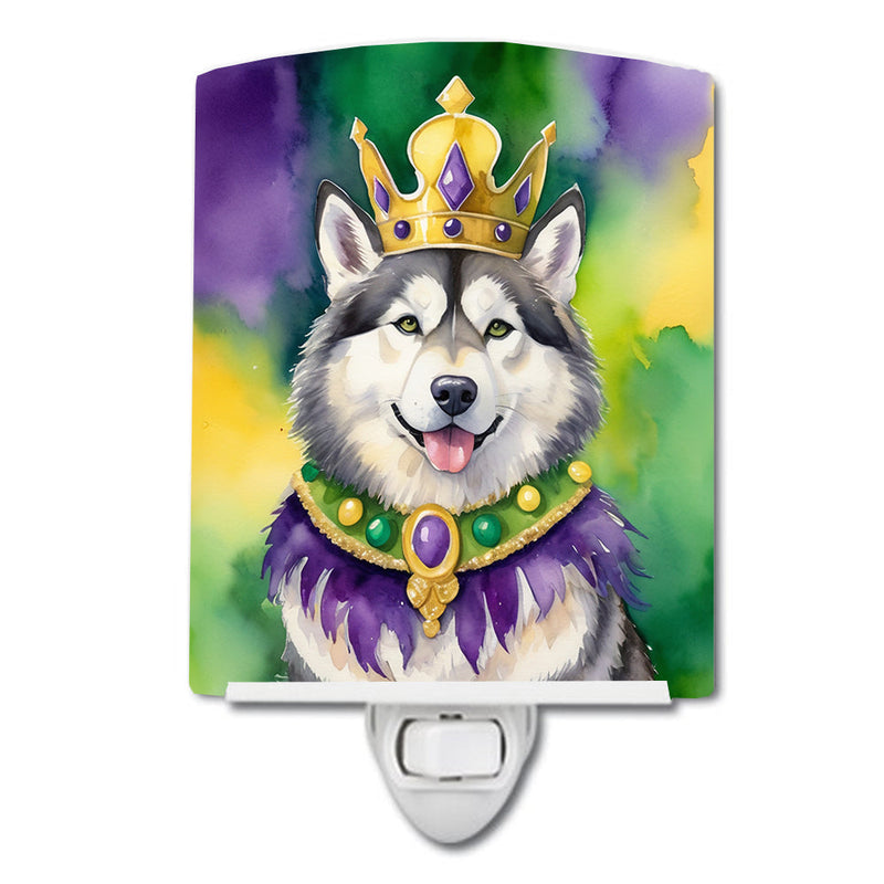 Alaskan Malamute King of Mardi Gras Ceramic Night Light