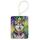 Alaskan Malamute King of Mardi Gras Porcelain Ornament
