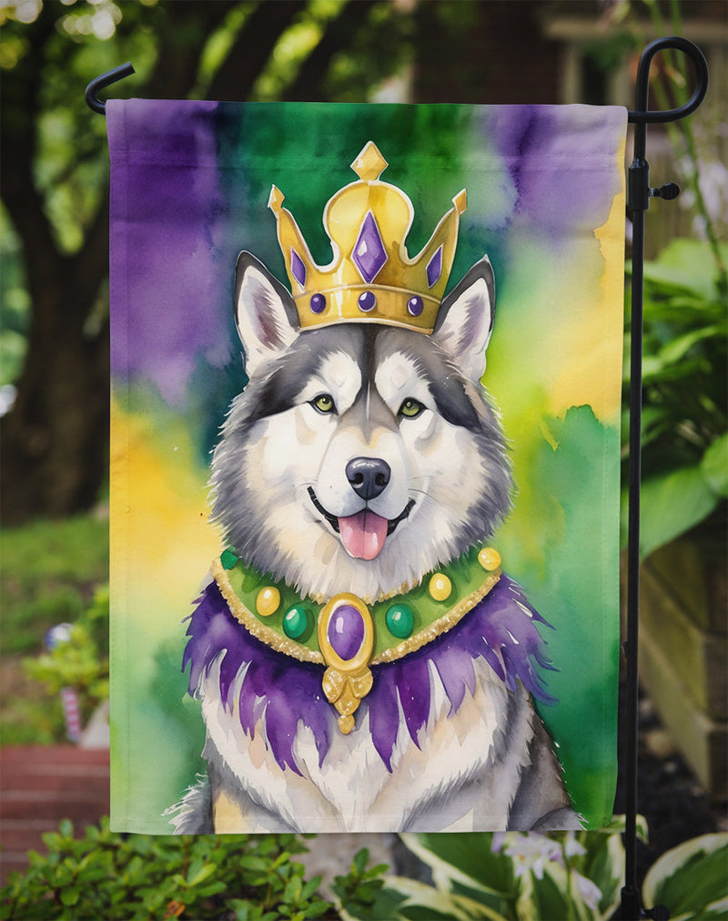 Alaskan Malamute King of Mardi Gras Garden Flag