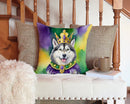 Alaskan Malamute King of Mardi Gras Throw Pillow - 14x14 Decorative Pillow – Art for Your Home & Patio