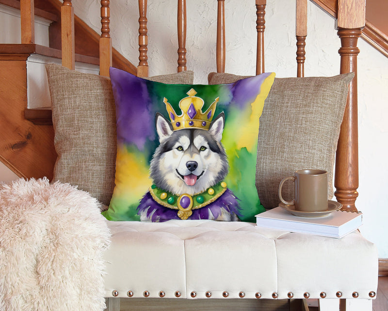 Alaskan Malamute King of Mardi Gras Throw Pillow - 14x14 Decorative Pillow – Art for Your Home & Patio