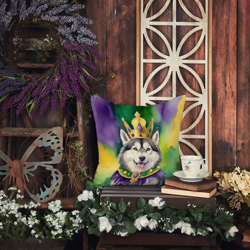 Alaskan Malamute King of Mardi Gras Throw Pillow - 14x14 Decorative Pillow – Art for Your Home & Patio