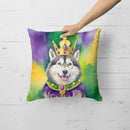 Alaskan Malamute King of Mardi Gras Throw Pillow
