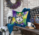 Alaskan Malamute King of Mardi Gras Throw Pillow