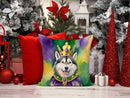 Alaskan Malamute King of Mardi Gras Throw Pillow