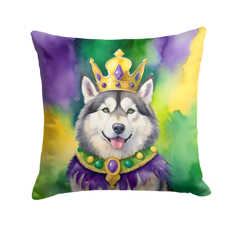 Alaskan Malamute King of Mardi Gras Throw Pillow