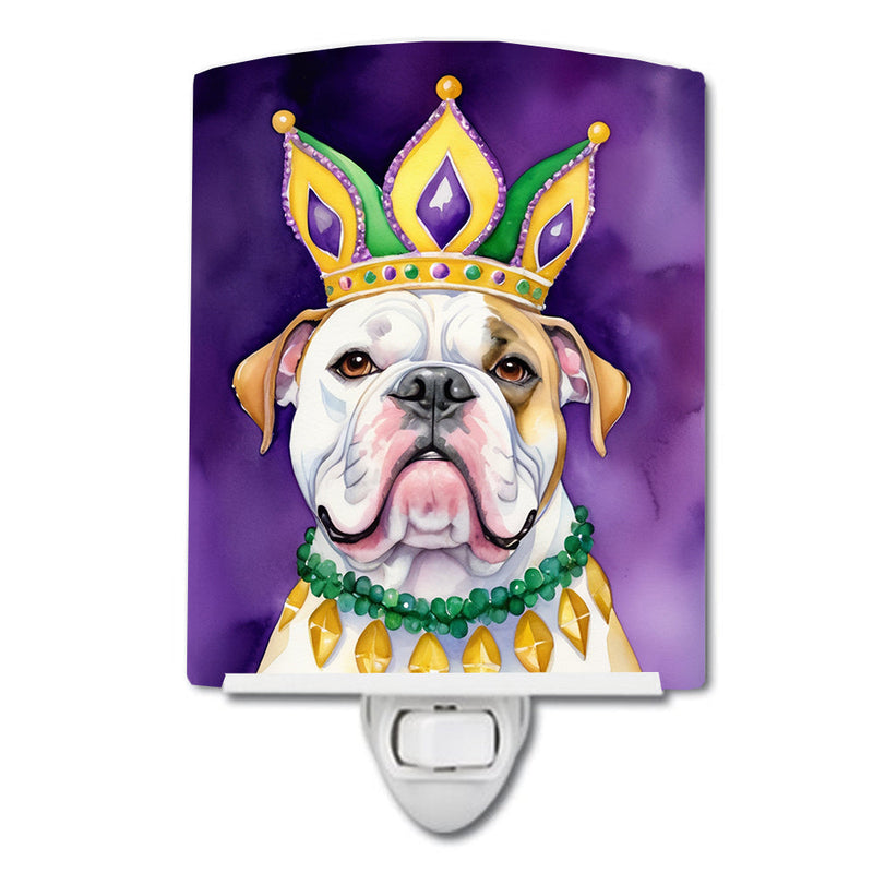 American Bulldog King of Mardi Gras Ceramic Night Light