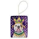American Bulldog King of Mardi Gras Porcelain Ornament