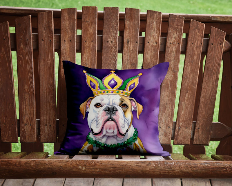 American Bulldog King of Mardi Gras Throw Pillow - 14x14 Decorative Pillow – Art for Your Home & Patio