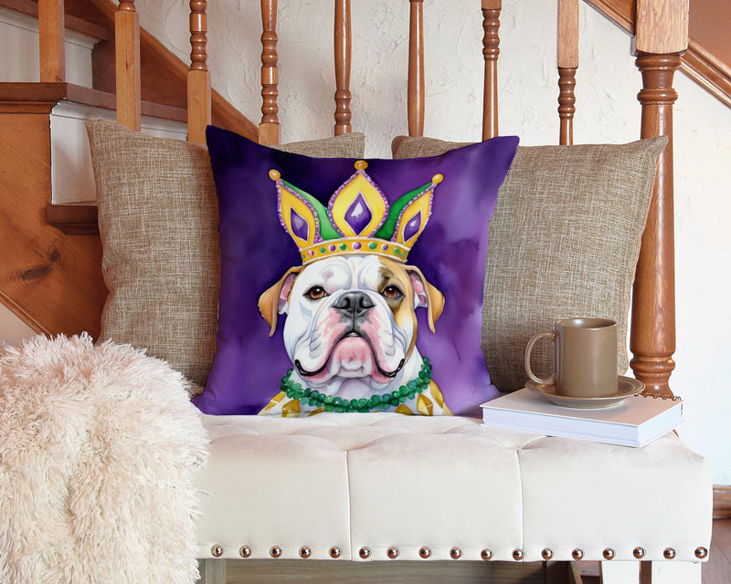 American Bulldog King of Mardi Gras Throw Pillow - 14x14 Decorative Pillow – Art for Your Home & Patio