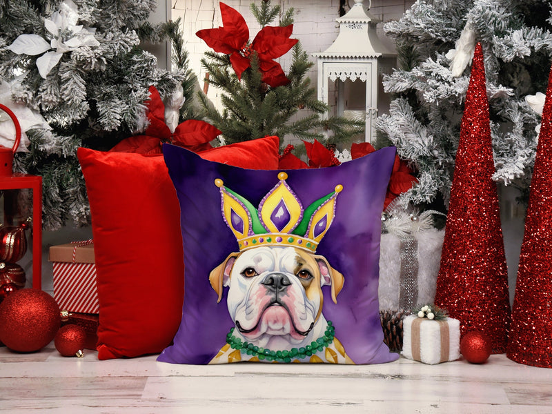 American Bulldog King of Mardi Gras Throw Pillow - 14x14 Decorative Pillow – Art for Your Home & Patio