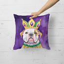 American Bulldog King of Mardi Gras Throw Pillow
