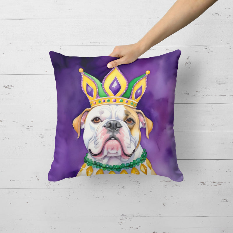 American Bulldog King of Mardi Gras Throw Pillow