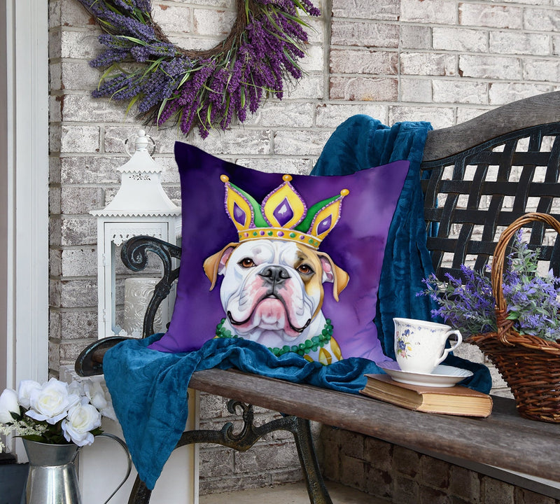American Bulldog King of Mardi Gras Throw Pillow