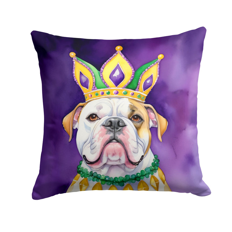 American Bulldog King of Mardi Gras Throw Pillow