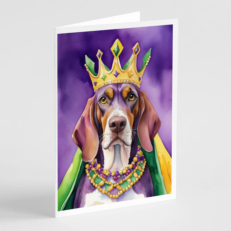 American English Coonhound King of Mardi Gras Greeting Cards Pack of 8