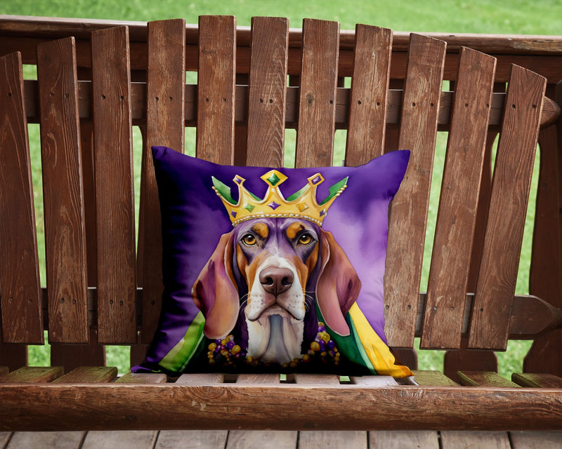 American English Coonhound King of Mardi Gras Throw Pillow - 14x14 Decorative Pillow – Art for Your Home & Patio