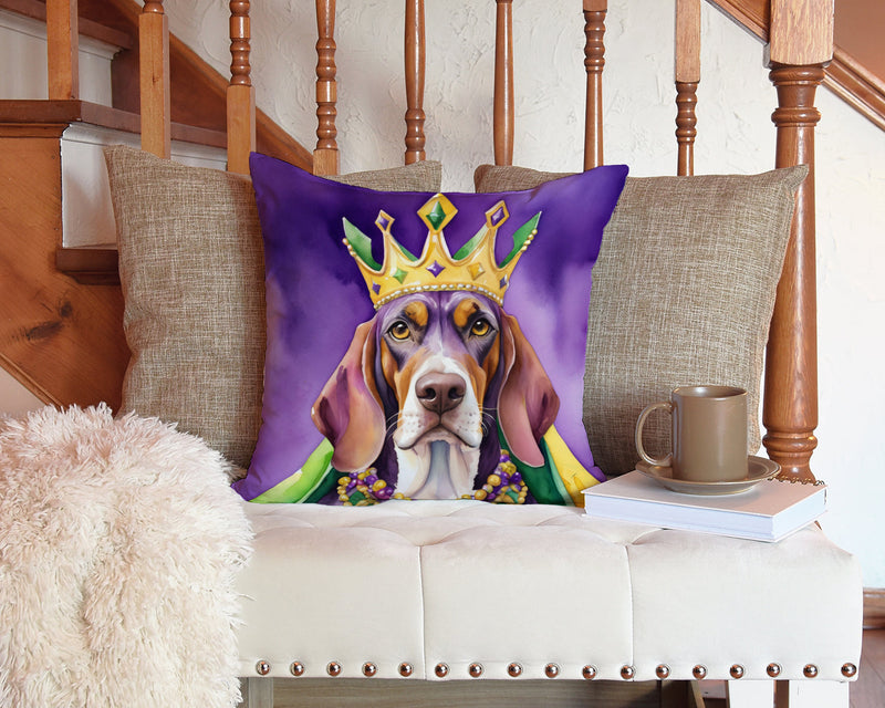 American English Coonhound King of Mardi Gras Throw Pillow - 14x14 Decorative Pillow – Art for Your Home & Patio