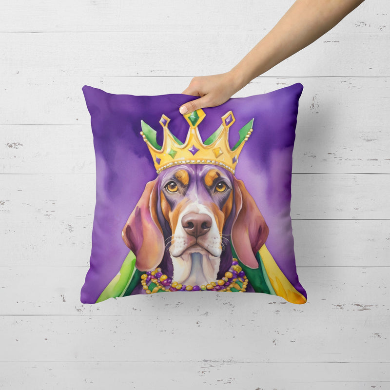 American English Coonhound King of Mardi Gras Throw Pillow
